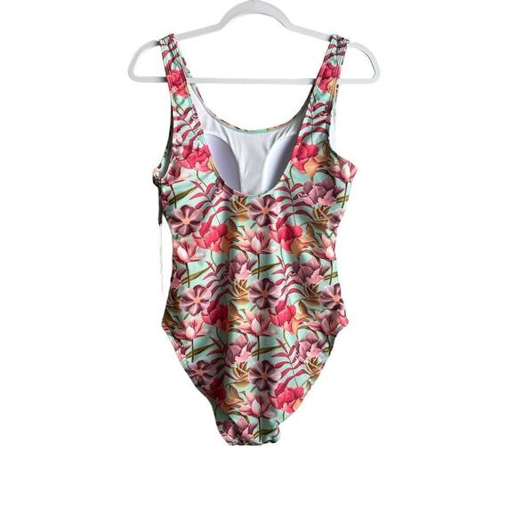 Nicole Miller Leafs Cascade‎ Print One Piece Bathing Suit Women's L NWT Beach - Picture 2 of 7